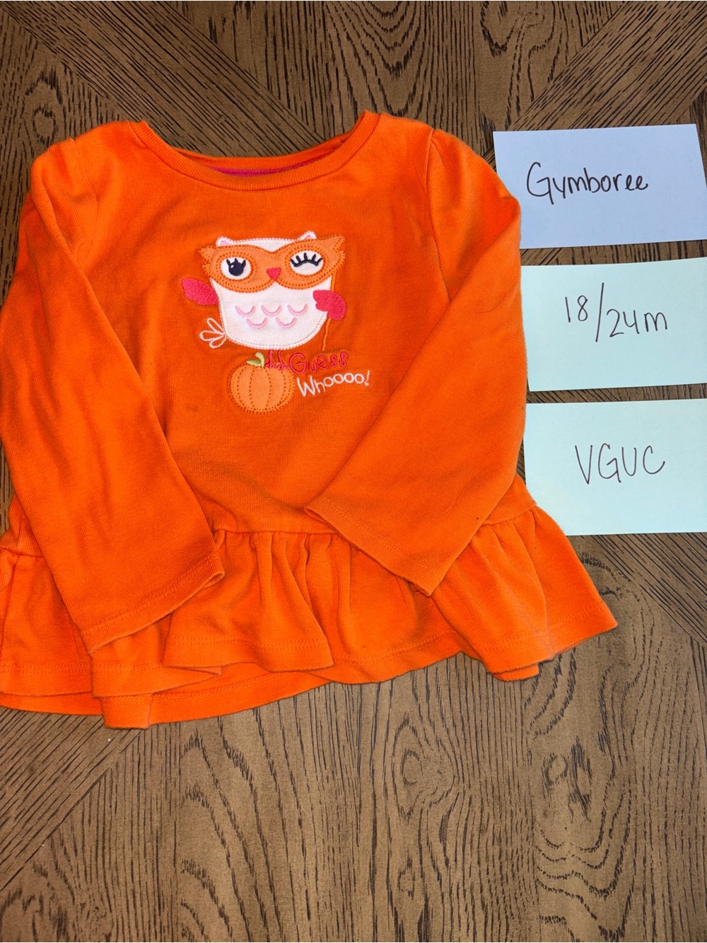 Gymboree Orange Owl Peplum Long Sleeve Top